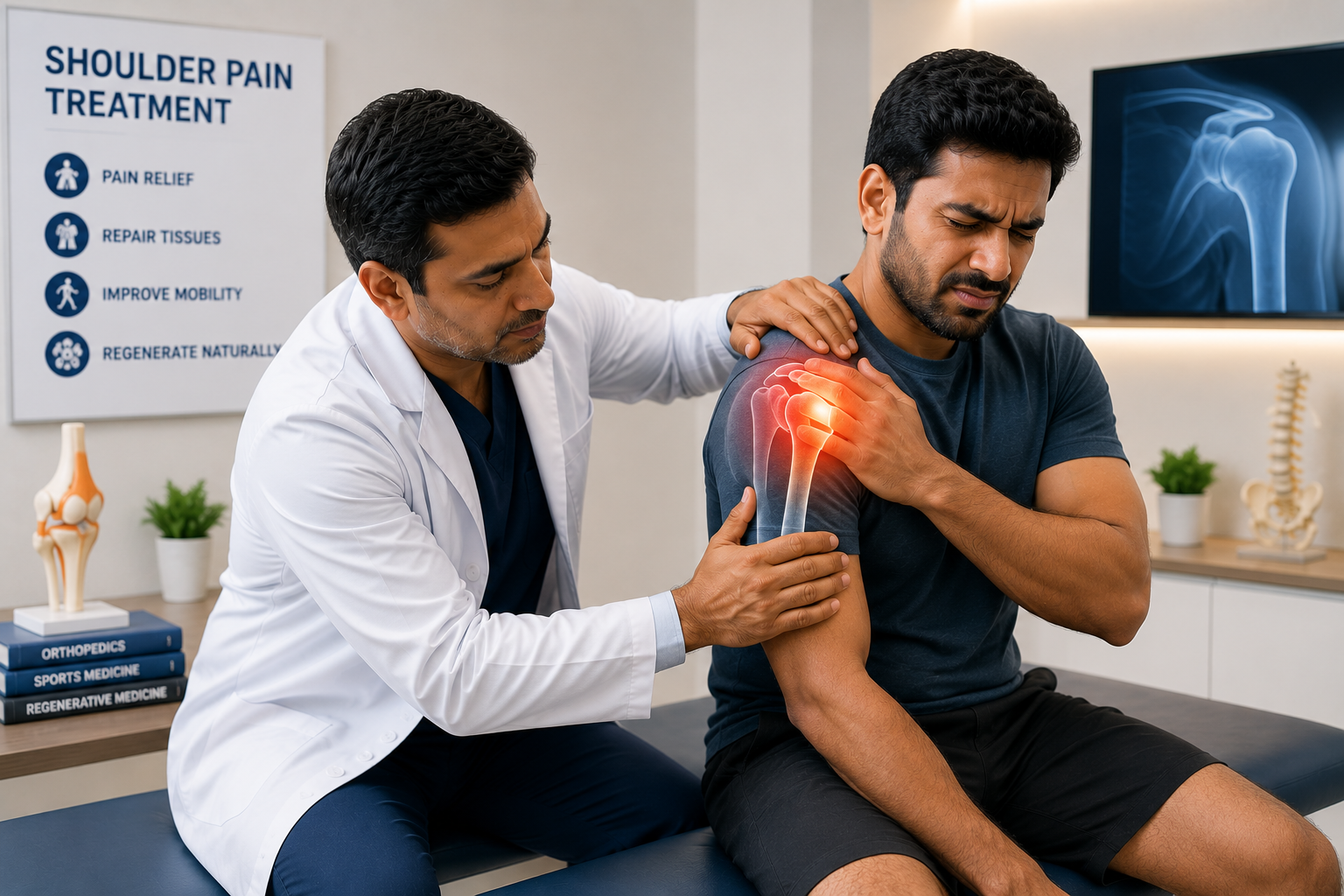 Shoulder pain treatment consultation at Apex Wellness Co